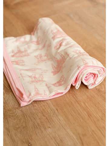 Image of Pink Toile Bamboo Swaddle Blanket