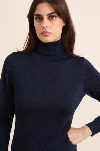 Image of Knit Turtleneck Sweater- Navy