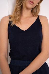 Brilliant Lurex Tank-Navy