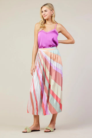 Image of Multi Colored Pleated Skirt