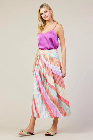 Image of Multi Colored Pleated Skirt