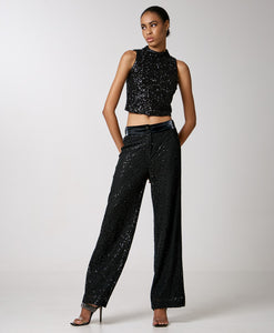 SALE Sequin-embellished lace pants