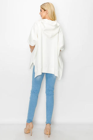 Fleta Poncho w/ Hoodie White