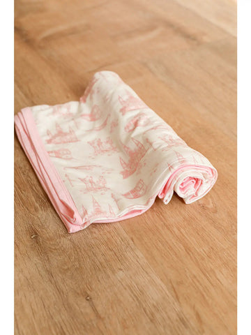 Pink Toile Bamboo Swaddle Blanket