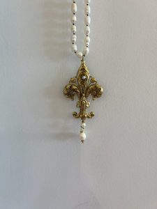 SALE Fleur De Lis Blessed Mother Necklace