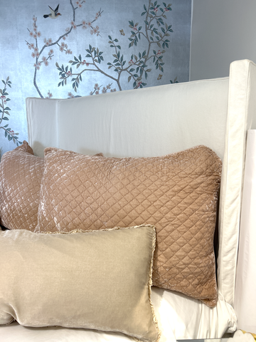 Image of FINAL SALE* Silk Velvet Quilted Pillow Shams Bella Notte Linens Pearl Royal Stocked