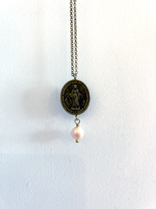 SALE Mother Mary Medallion Necklace