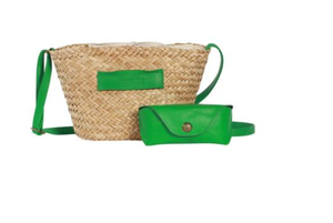 SALE SMALL TRENDY BASKET WITH COLORFUL GLASSES HOLDER - LUNETTA GREEN