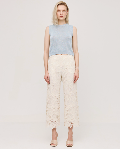 Image of Cropped Lace Pants- Off White