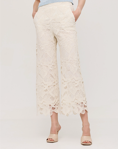 Image of Cropped Lace Pants- Off White