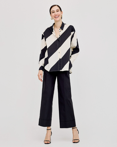 Image of Oversized Shirt With Stripes