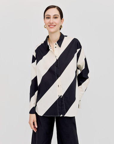 Image of Oversized Shirt With Stripes