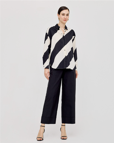 Image of Oversized Shirt With Stripes