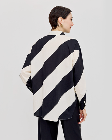 Image of Oversized Shirt With Stripes