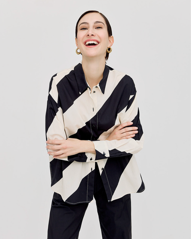 Image of Oversized Shirt With Stripes