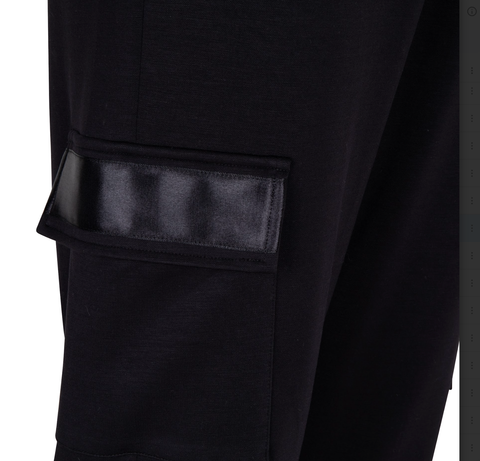 Trousers Cargo Satin Modal- Black