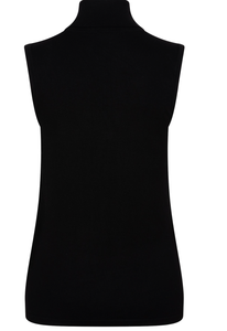 Sweater Sleeveless Col Basic Knit- Black