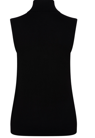 Image of Sweater Sleeveless Col Basic Knit- Black