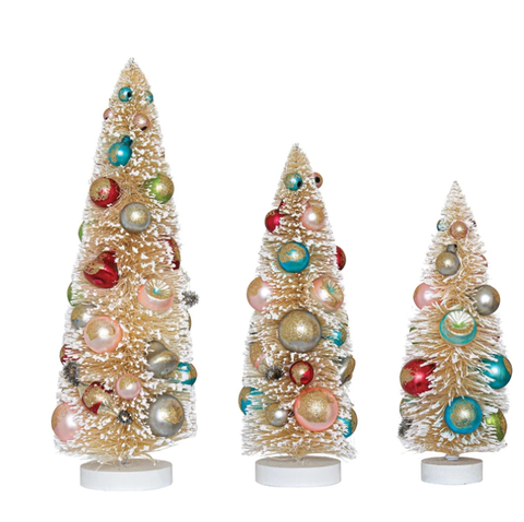 Image of Sisal Bottle Brush Trees w/ Multi Color Ornaments