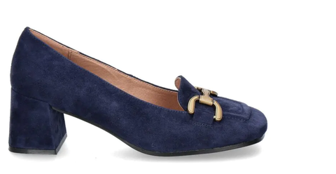 Image of Renee Leather Heels- Blue Suede