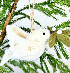 Felt Winter White Dove of Peace Ornament