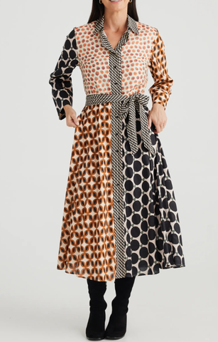 Image of Lucy Mixed Print Long Sleeve Maxi Dress