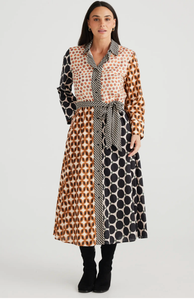 Lucy Mixed Print Long Sleeve Maxi Dress