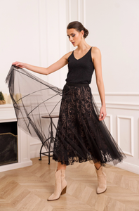 Lace & Tulle Skirt - Black