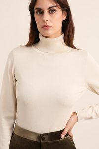 Knit Turtleneck Sweater- Cream