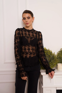 Embroidered Lace High Neck Blouse