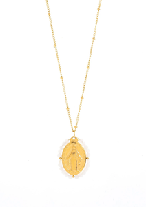 Virgin Mary Necklace - White