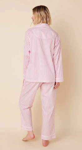 Image of Classic Stripe Luxe Pima Long-Sleeved Pajama - Pink