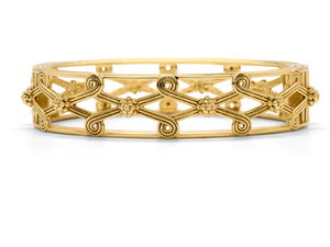 Monique Lattice Hinged Bangle - Gold