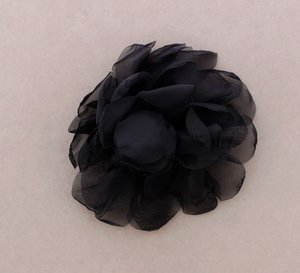 14cm Canvas Flower Brooch-Black