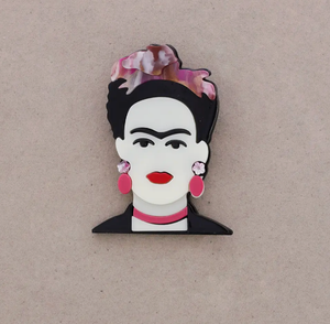 Frida Resin Brooch-Hot Pink