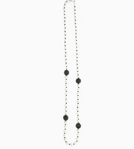 Pearl Necklace w/ Sequins Balls-Black