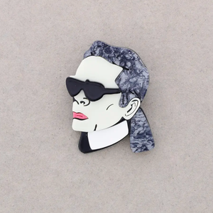 Karl Resin Brooch-Grey Marble