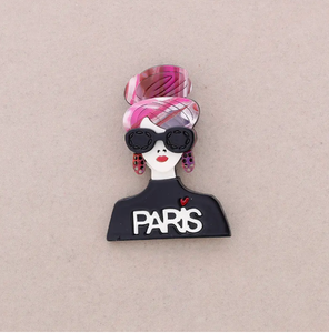 Resin Eyewear Girl Brooch