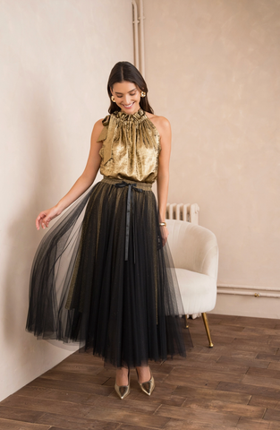 Image of Aria GOLD Tulle Skirt Glitter Lining