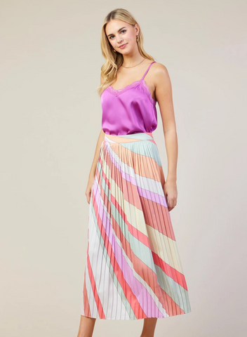 Image of Multi Colored Pleated Skirt