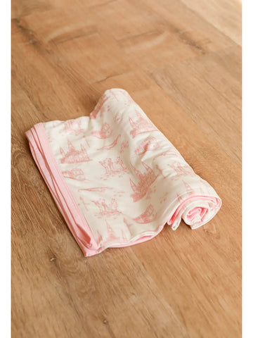 Image of Pink Toile Bamboo Swaddle Blanket