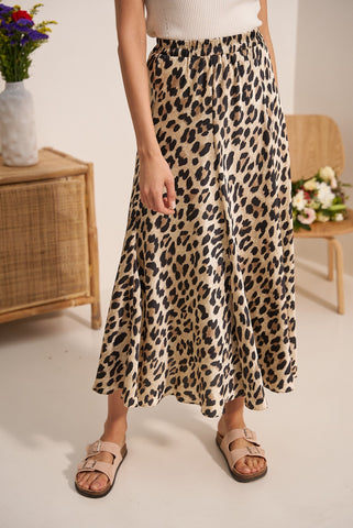 Valentine Leopard Print Satin Skirt